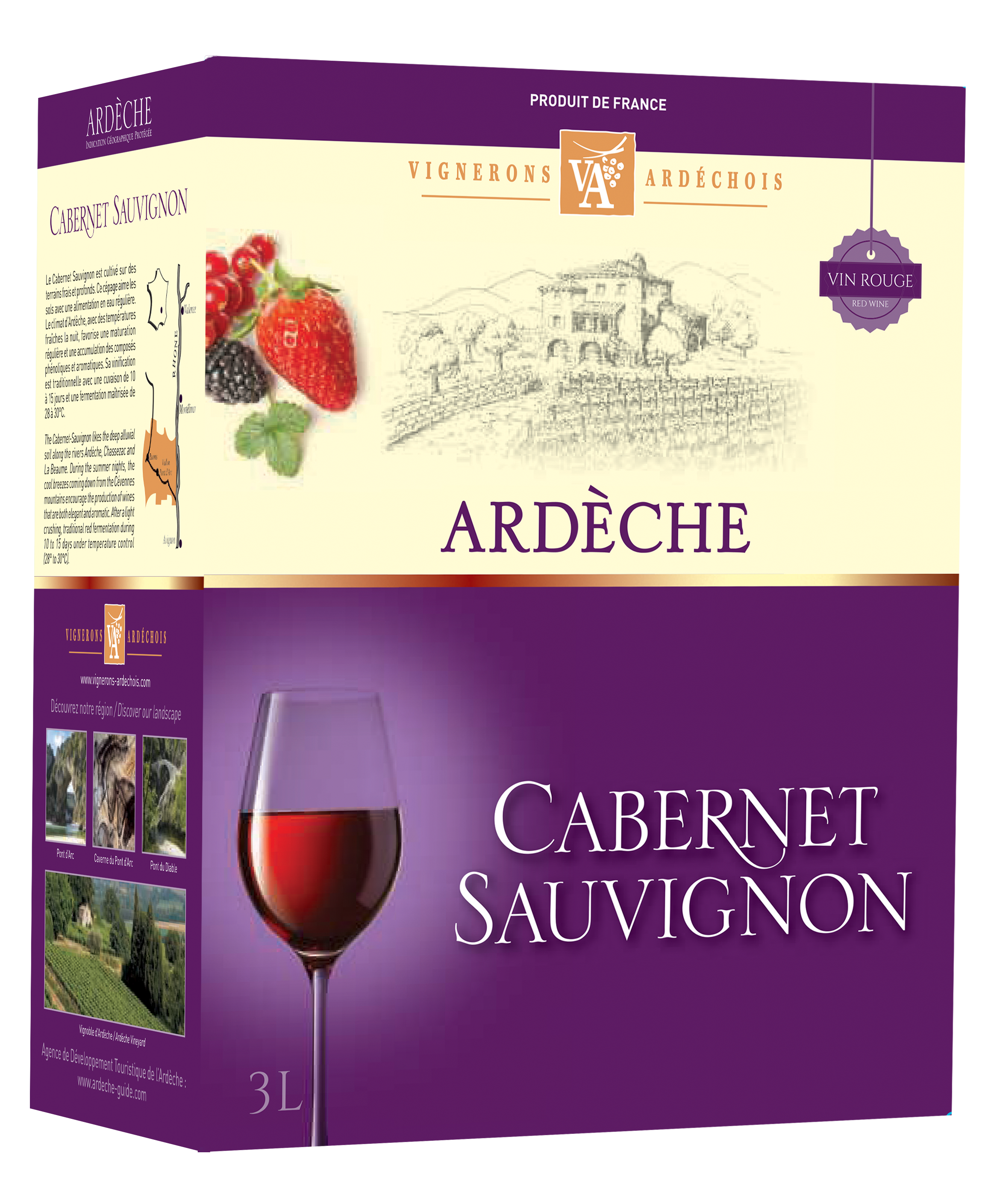 Vin rouge Pays d'Oc Cabernet Sauvignon BIO / IGP - Bib 3L