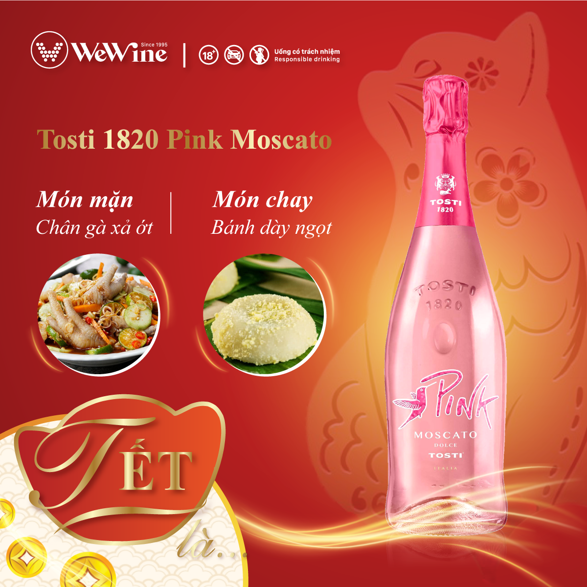 Rượu vang hồng - sủi nhẹ và ngọt của Ý Tosti 1820 Pink Moscato và món Việt