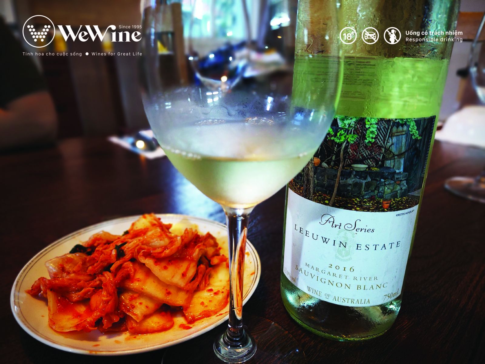 Rượu vang trắng Úc Leeuwin Estate Art Series Sauvignon Blanc và Kim chi