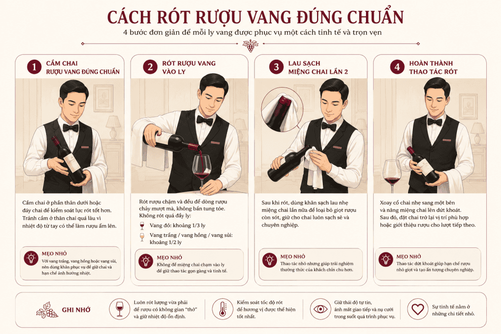 cách rót rượu vang đúng chuẩn