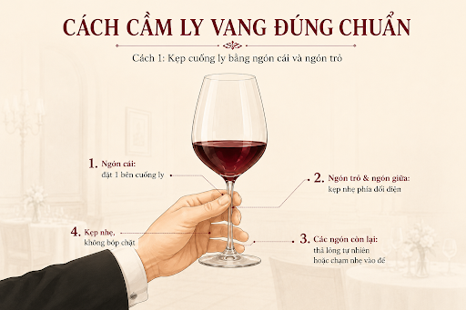 Cách cầm ly vang đúng chuẩn