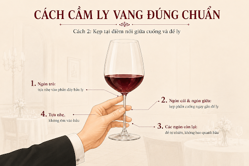 Cách cầm ly vang đúng chuẩn