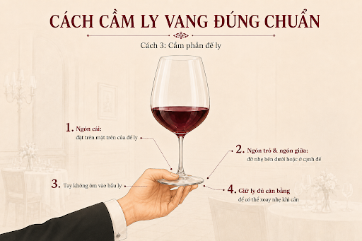 Cách cầm ly vang đúng chuẩn