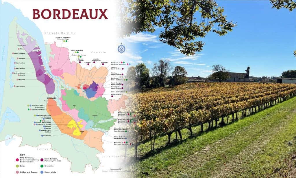 Vùng Bordeaux trải dài hai bên sông: bờ trái là vùng đất của Margaux, Pauillac; bờ phải là quê hương Saint-Émilion, Pomerol.